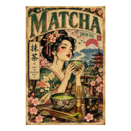 Póster Cartaz Vintage de Matcha