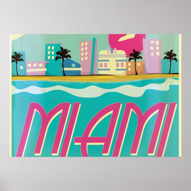 Poster Cartaz Vintage de Miami dos anos 80 (Frente)