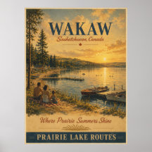 Cartaz Vintage de Verão da Pradaria de Wakaw Saska