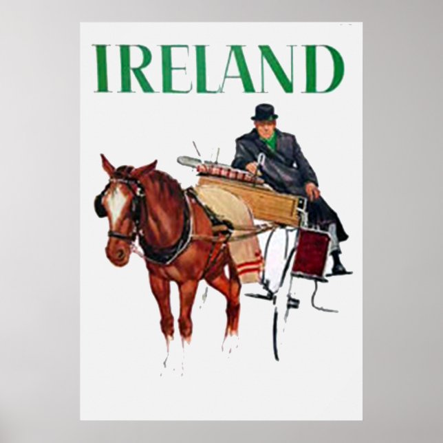 Póster Cartaz vintage de viagem pela Irlanda (Frente)