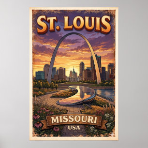 Poster Cartaz Vintage do Arco da Porta de Missouri