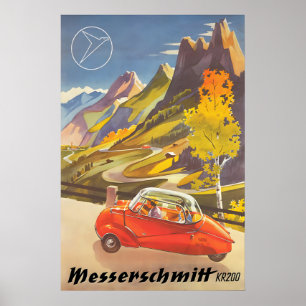 Poster Cartaz Vintage do Carro Messerschmitt KR200 dos an