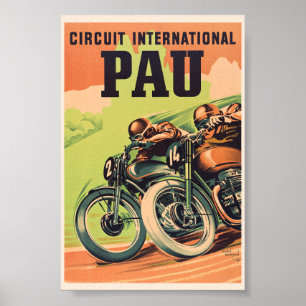 Poster Cartaz Vintage do Circuito Internacional de Pau Fr