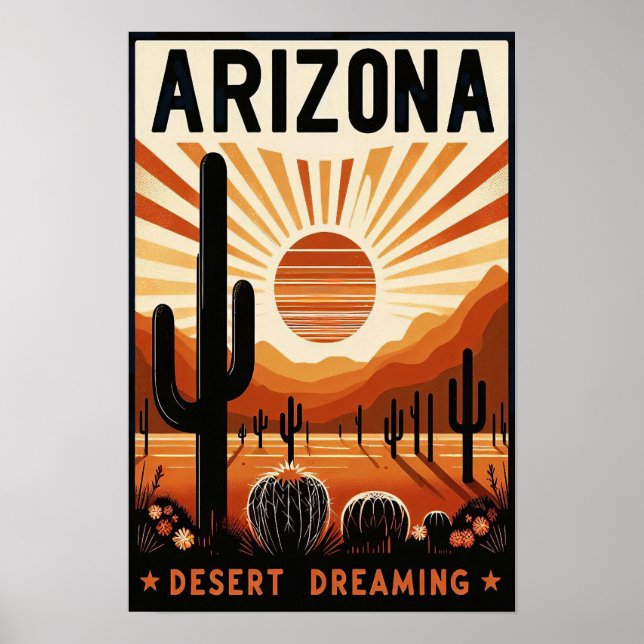 Poster Cartaz Vintage do Deserto do Arizona (Frente)