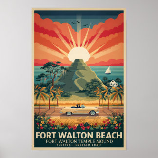 Poster Cartaz Vintage do Monte do Templo de Fort Walton B