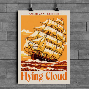 Poster Cartaz Vintage do Navio Americano Clipper Flying C