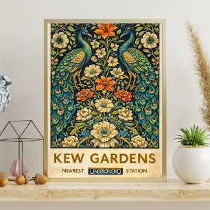 Poster Cartaz Vintage do Pavão dos Jardins de Kew