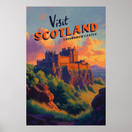 Poster Cartaz Vintage Escócia Castelo de Edimburgo