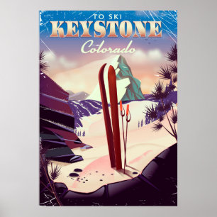 Poster Cartaz vintage estilo Keystone, Colorado Ski.