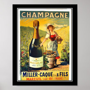 Póster Cartaz vintage Garota Francesa Com Anúncio de Cham