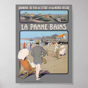 Poster Cartaz Vintage La Panne-Bains 1912