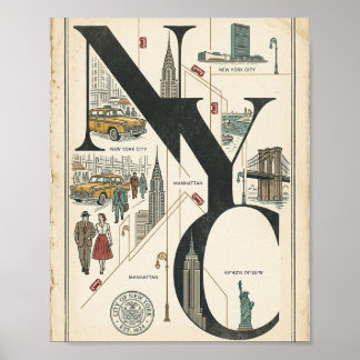 Poster Cartaz Vintage NYC