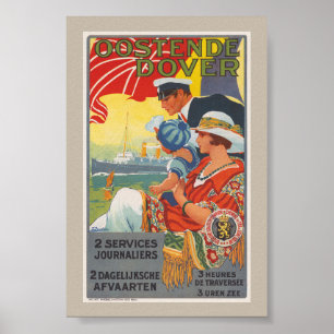 Poster Cartaz Vintage Oostende Dover 1920