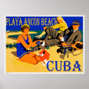 Póster Cartaz Vintage Playa Ancon Cuba Design