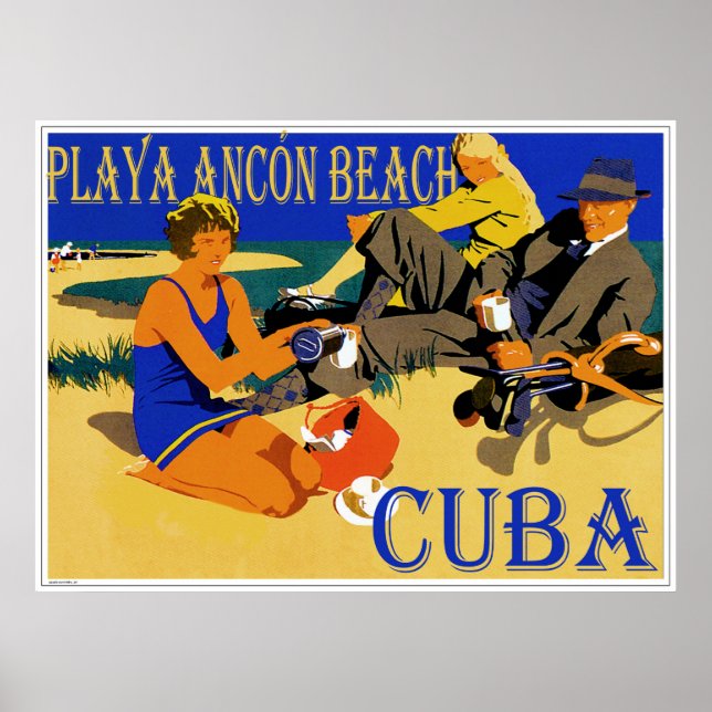 Póster Cartaz Vintage Playa Ancon Cuba Design (Frente)