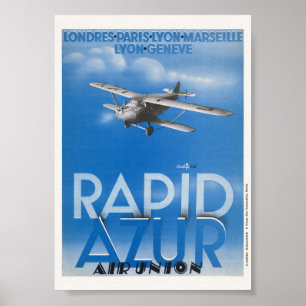 Poster Cartaz Vintage Rapid Azur França 1932