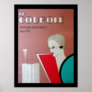 Poster Cartaz vintage restaurante francês francês