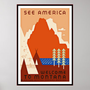 Poster Cartaz Vintage Veja América Montana grande