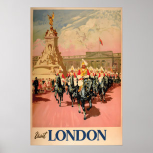 Poster Cartaz Vintage Visite Londres Praça Trafalgar