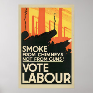 Poster Cartaz Vintage Voto Trabalhista Anti-Capitalismo F