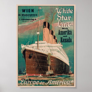 Poster Cartaz Vintage White Star Line 1914