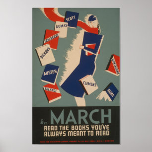 Poster Cartaz Vintage WPA de Leitura de Março