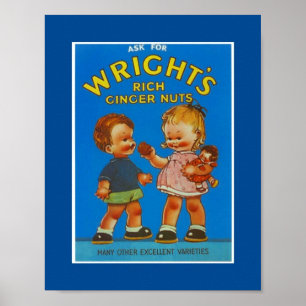 Poster Cartaz Vintage Wright's Rich Ginger Nuts