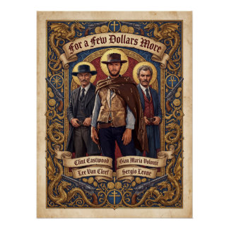 Póster Cartaz Western Art Nouveau Por Alguns Dólares a Ma