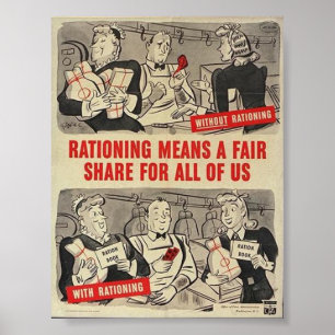 Póster Cartaz WW2 americano "que raciona… "