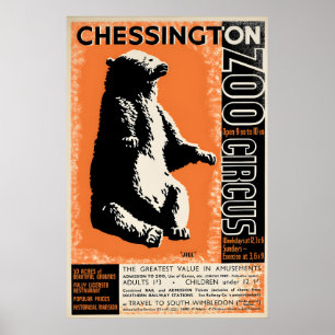 Poster Cartaz Zoo Chessington Bear Circus Arte Vintage
