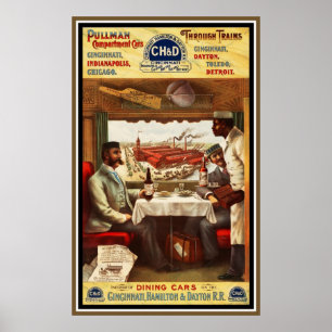 Póster Cartazes Antigos Carruagens Restaurante Trem Pullm
