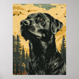 Poster Cartazes Antigos do Labrador Retriever Preto
