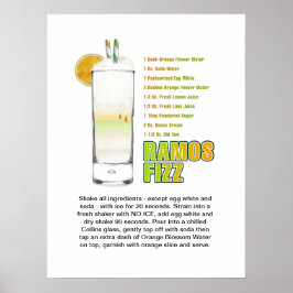 Poster Cartazes da Receita do Coquetel Ramos Gin Fizz Art