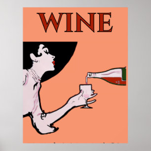 Poster Cartazes da Senhora do Vintage do Vinho Malbec