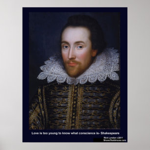 Póster Cartazes de Citações de Amor de Shakespeare para J