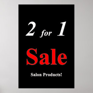 Poster Cartazes de Salão Barbearia 2 por 1 Venda Produtos