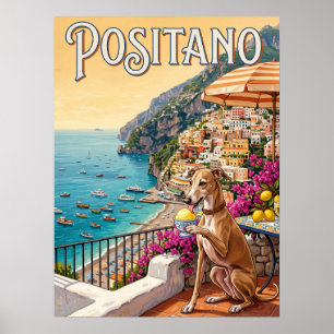 Poster Cartazes de Viagem Antigos   Positano Itália Cão C