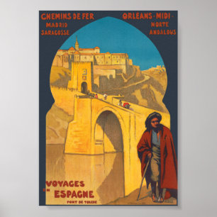 Poster Cartazes de Viagens em Espanha Ponte de Toledo Vin