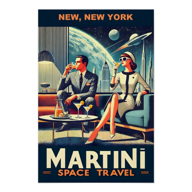 Póster Cartazes de Viagens Espaciais Martini Novos, Nova  (Frente)