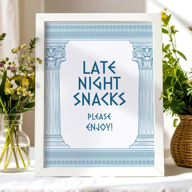 Poster Cartazes do Late Night Snacks com tema grego (Criador carregado)