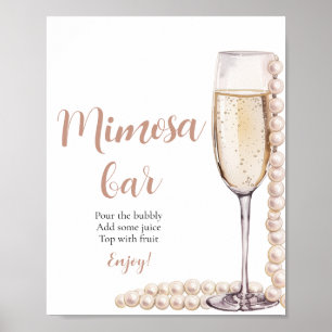 Poster Cartazes Dourados e Prosecco Champagne Mimosa - Si