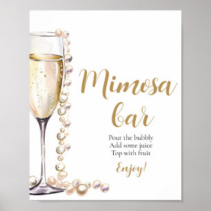 Poster Cartazes Dourados e Prosecco Champagne Mimosa - Si