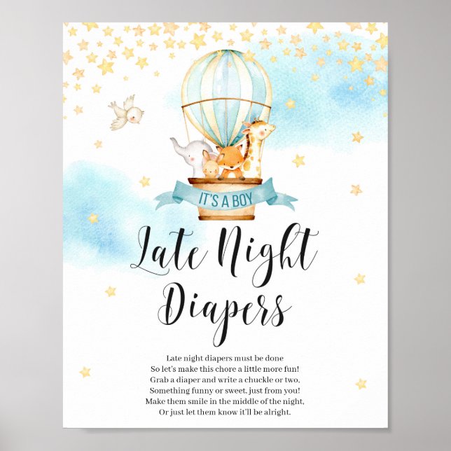 Poster Cartazes noturnos de jogos de fralda Chás de frald (Frente)