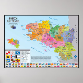 Poster Carte des pays historiques de Bretagne