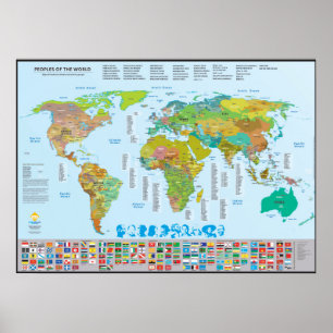 Poster Carte des peuples du mone