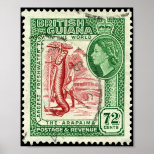 Póster Carteira 72c britânica de Guiana 1954 do selo