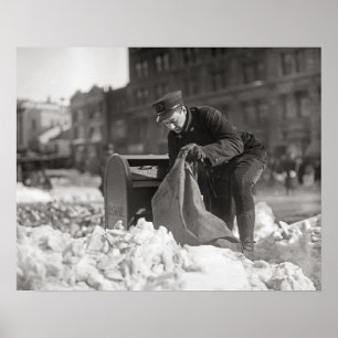 Póster Carteiro na neve, 1922. Foto do vintage