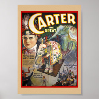 Poster Carter O Grande Cartaz de Mágico Vintage Restaurad