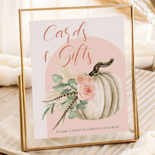 Poster Cartões Cor-de-Rosa de Abóbora em Aquarela de Outo
