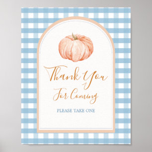 Poster Cartões de agradecimentos Pumpkin Boho Blue Gingha